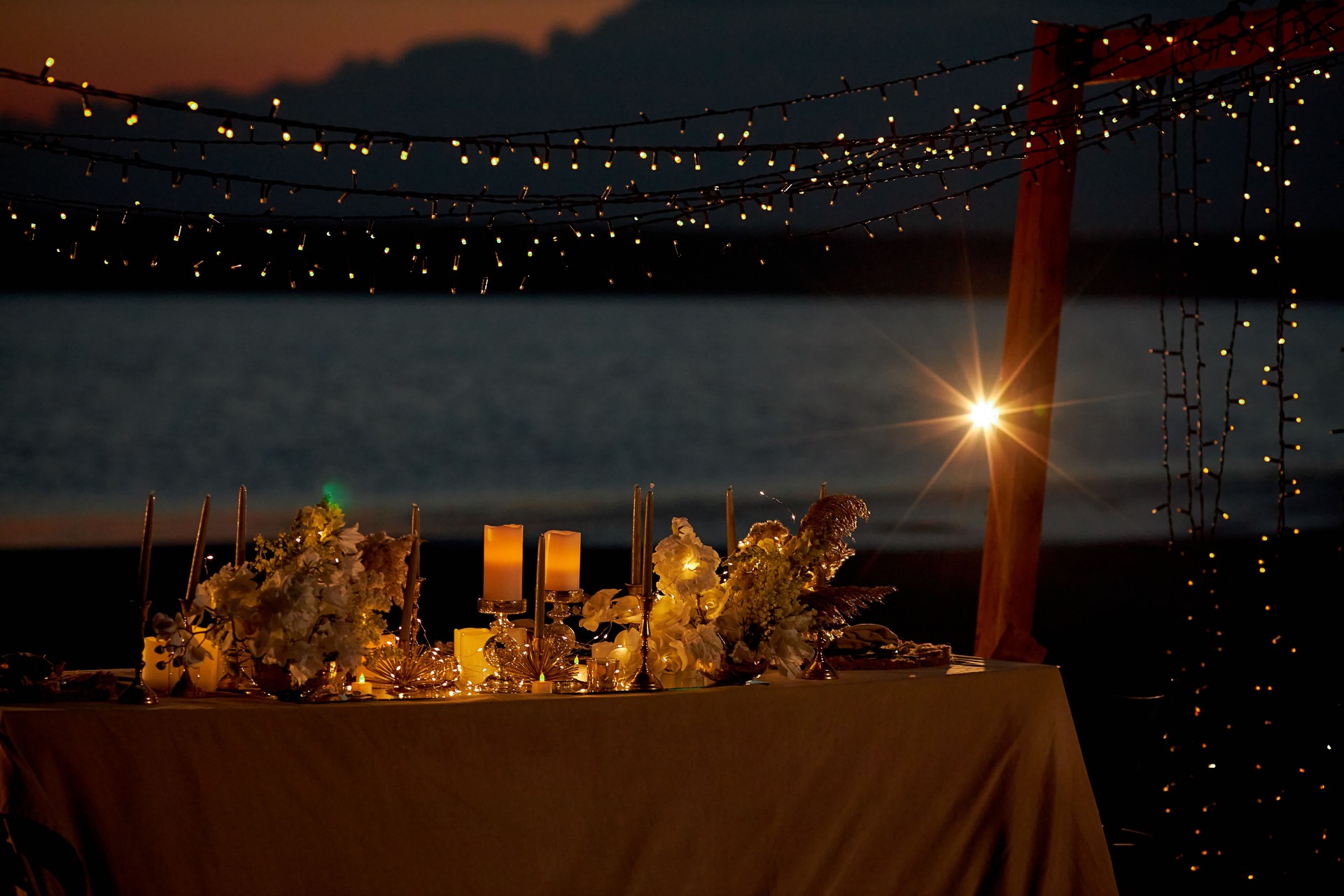 Wedding evening on the shore